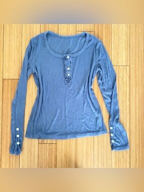 Y2K style blue gray henley top bella swan